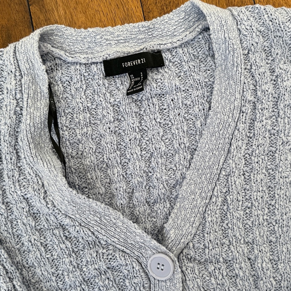 Forever 21 Pastel Blue Textured Cardigan - Picture 2 of 3